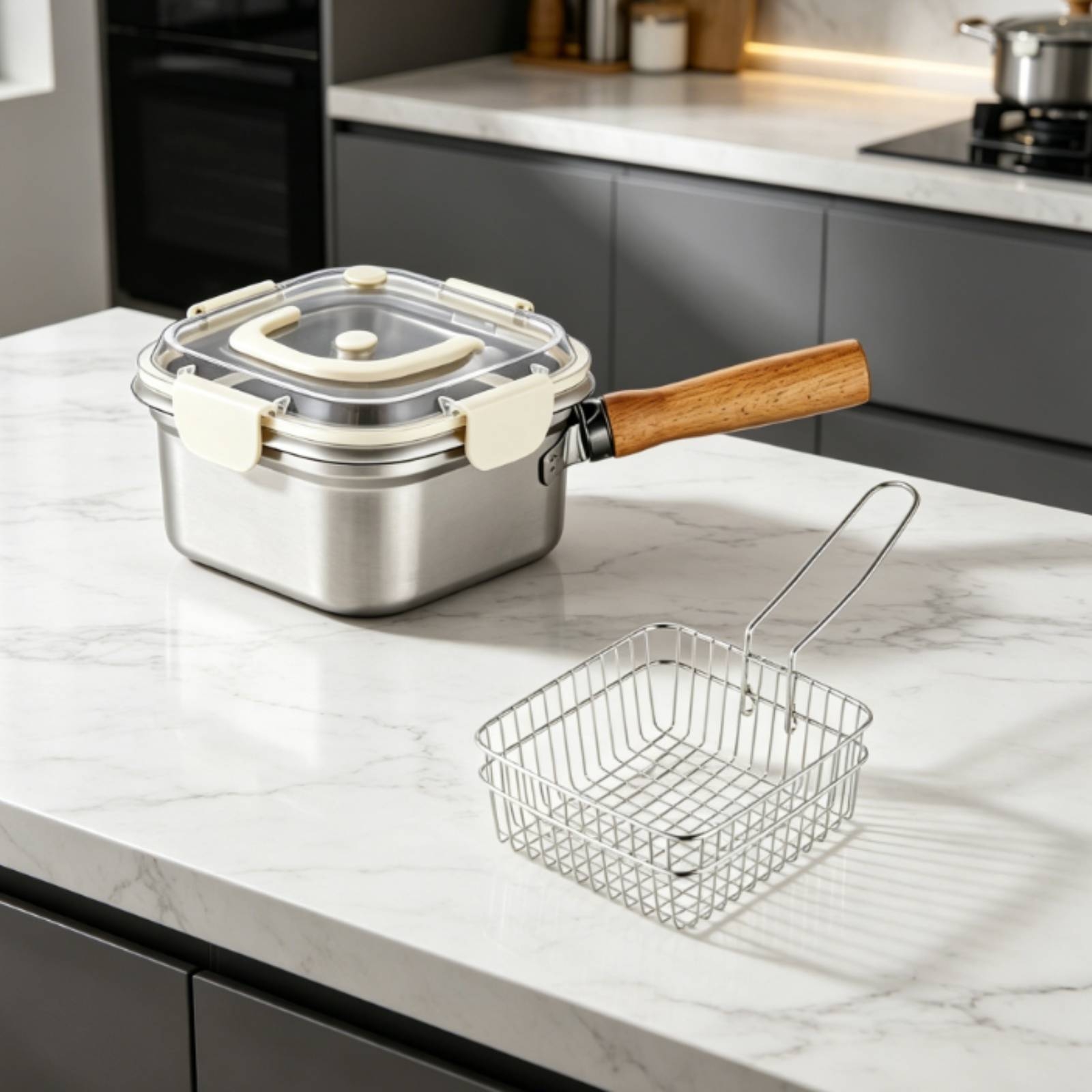 2 Pieces Deep Fryer Pot with L - Deep Fryer Stainless review and price