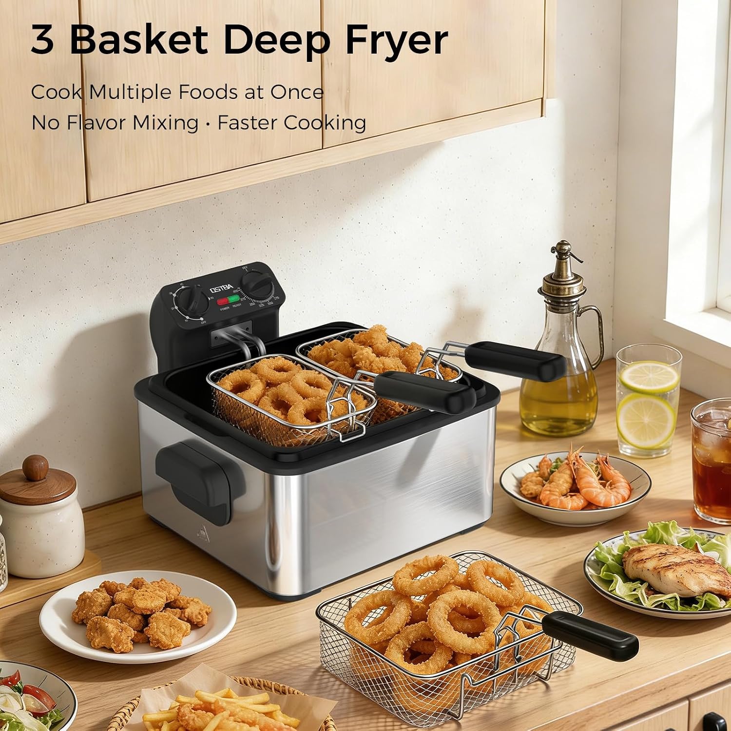 Electric Deep Fryer with 3 Bas - Deep Fryer Stainless review and price
