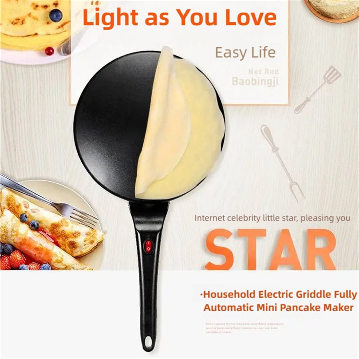 M10K Crepe Maker Electric, Cre - Crepe Maker Non Stick review and price