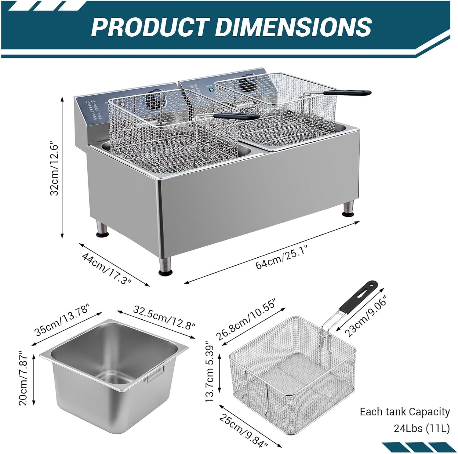 Tacleekii 11L Dual Tank Commer - Deep Fryer Stainless review and price