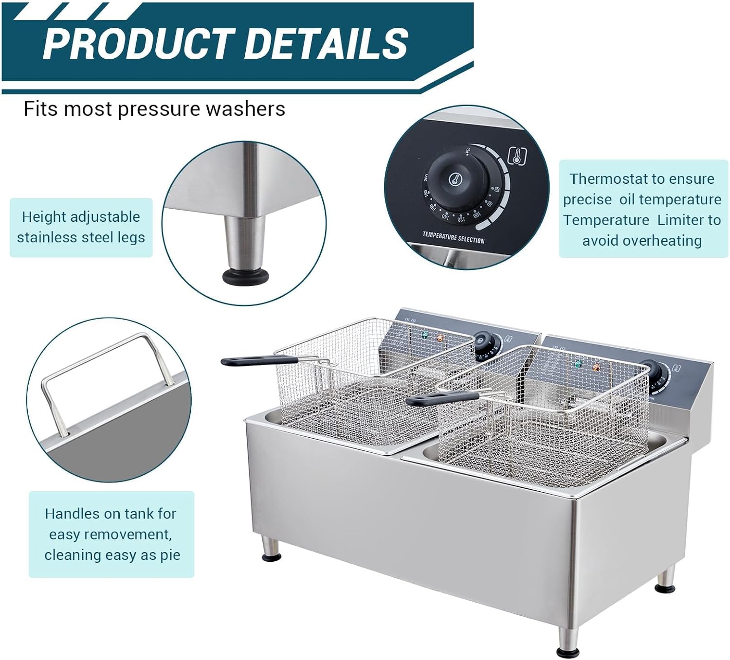 Tacleekii 11L Dual Tank Commer - Deep Fryer Stainless review and price